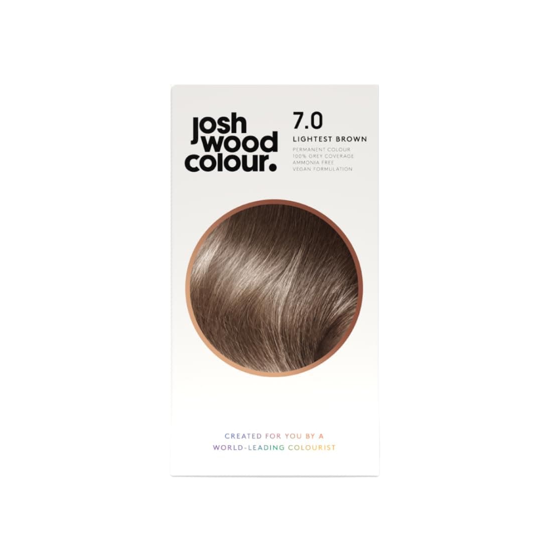 Ammonia-Free Hair Dye - Permanent Hair Colour with 100% Grey Coverage - Vegan Friendly, Natural-Looking Results, Shiny & Hydrated Hair | 7.0 (Lightest Brown)