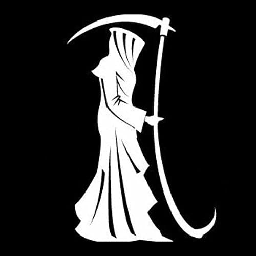 Grim Reaper White Decal Vinyl Sticker|Cars Trucks Vans Walls Laptop| White |5.5 x 3.5 in|LLI598