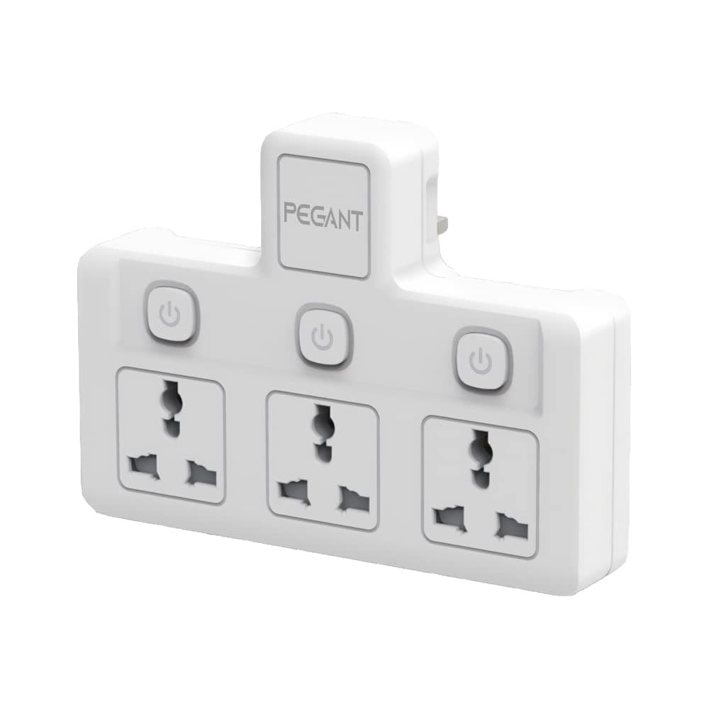 Multi Plug Power Extension Socket Adapter, 3 Way Universal Wall Electrical Extender Outlet, UK 3 Pin Electric Power Sockets for Home, Office, Kitchen (3 Way)- White