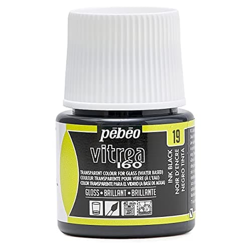 Pebeo Vitrea 160 Water-Based Acrylic Paint for Glass (Oven Baked) Gloss Color 45ml Ink Black 19