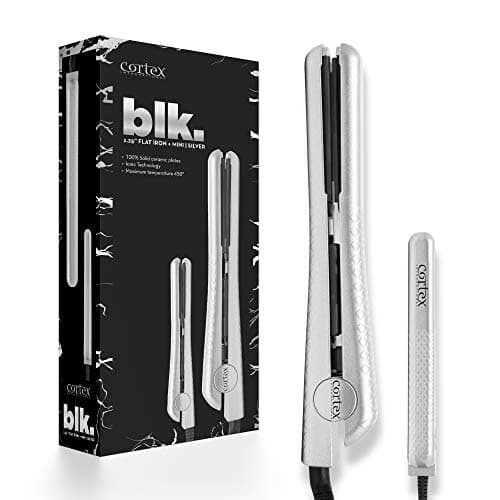 Cortex International Black Series Duo Platinum 1.25-Inch & 0.5 Inch Travel Size Gemstone Infused Ceramic Plates Duet Flat Iron (Silver)