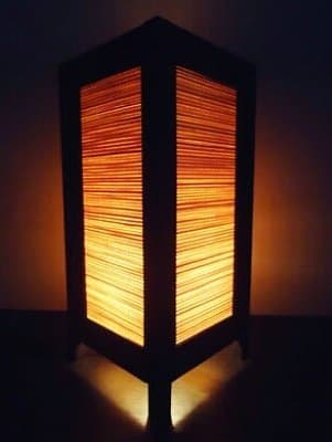 Thai Vintage Handmade ASIAN Oriental Design Cream Bamboo Bedside Floor or Table Lamp Lighthing Wood