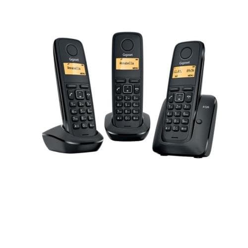 Gigaset A120 TRIO - Basic Cordless Home Phone with 3 Handsets and Energy-Saving ECO DECT Technology - Black
