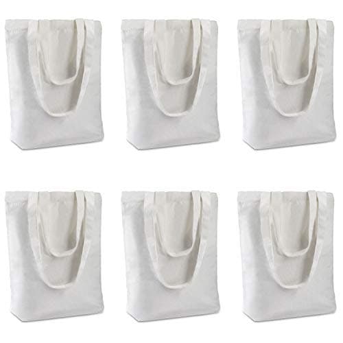 Insternet 6 pack canvas tote bag reusable canvas bags bulk for crafting, decorating, plain, grocery,shopping (white)