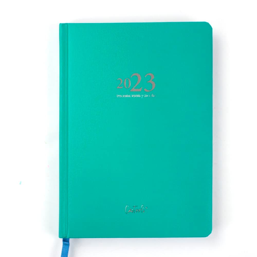 •Casterli - Annual Calendar 2023 Basic Edition, Day Page - Basic Pastel (Turkish) with Lined and Padded Cover, the Letters 2021 Stamping in Gold. With A5 Size 16 x 22 cm