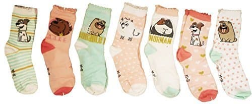 (7 Pairs) Girls The Secret Life Of Pets Socks Max Duke Norman Mel Gigdet Official Childrens Gift Pack (Child 6-8)