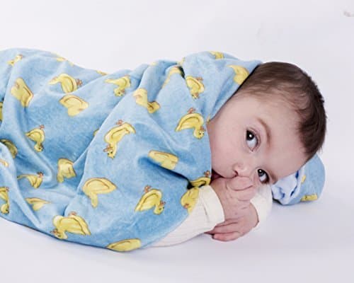 SooRoo Kids Soft Cozy Minky Newborn Baby Blanket Duck Awake/Duck Asleep [chooose Color] (Blue)