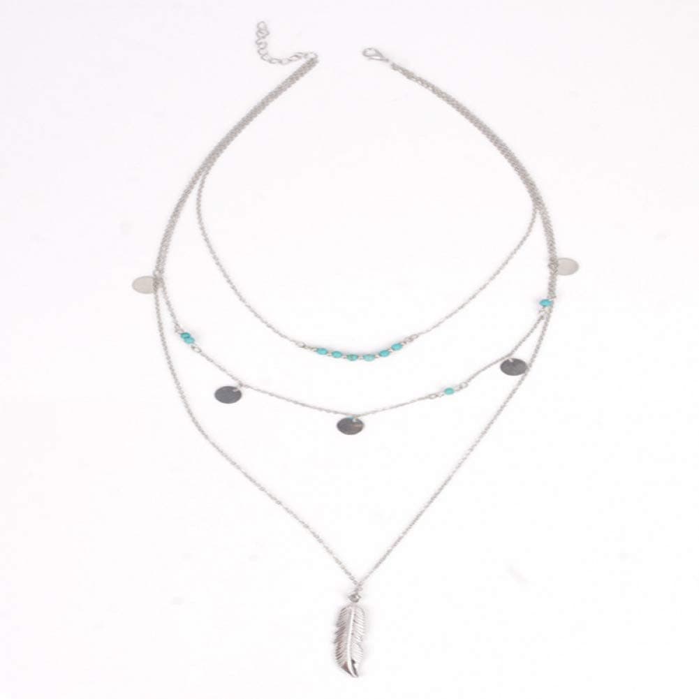 FyaWTM Necklace Jewelry Fashion Simple Long Necklace Beads Sequined Multi-Level Necklace Woman'S Gift