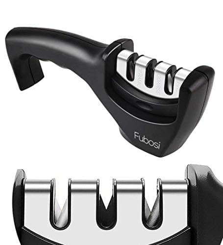 Fubosi Knife Sharpener - Professional Kitchen Knife Sharpener 3 Stage Diamond Knife Sharpening Tool for Ceramic, Straight, Fruit, Pocket, Boning, Folding and Chef Knives (Safe and Portable)