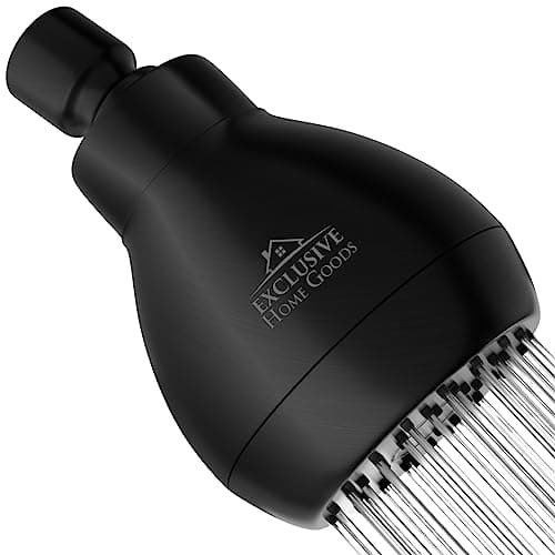 High Pressure Shower Head - Powerful Deluxe Bathroom Showerhead with Strong Spray Stream and Small Silicone Nozzles - Universal Fit Works with High and Low Water Flow Showers (Matte Black)-1.8 GPM
