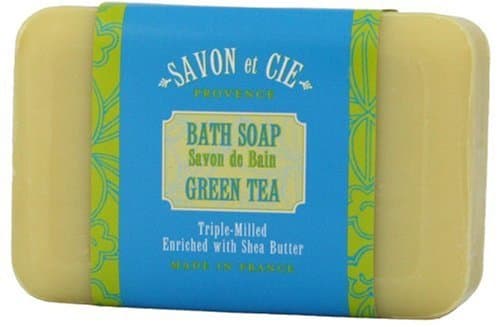 Savon et Cie Triple Milled Soap, 7oz (200g) bar. Made in France. With Organic Shea Butter - Green Tea (Pack of 3)