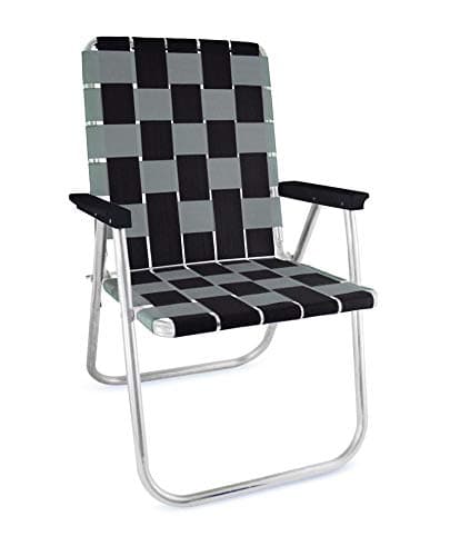 Lawn Chair USA - Outdoor Chairs for Camping, Sports and Beach. Chairs Made with Lightweight Aluminum Frames and UV-Resistant Webbing. Folds for Easy Storage (Classic, Black//Silver)