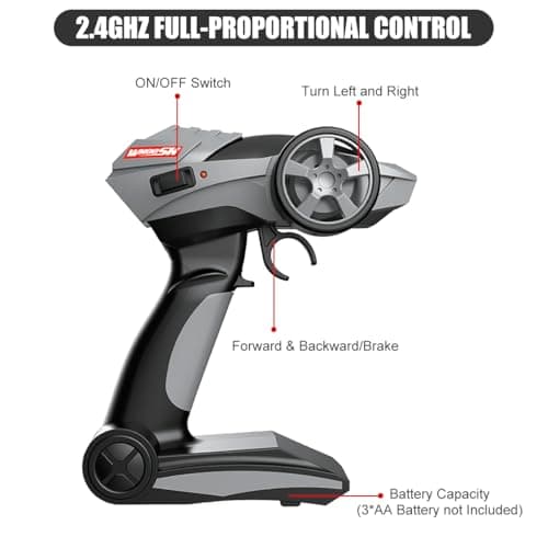 Dollox Remote Control Car 1/16 Scale RC Drift Car 2.4GHz 4WD High Speed 30+KM/H Classic Vehicle with LED Lights Drifting Tires Racing Vehicle Toys Gifts for Adults Boys, 2 Batteries, White