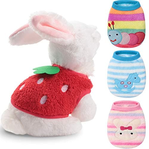 Geyoga 4 Pieces Warm Puppy Clothes for Dogs Boy and Girl Ferret Sweaters Cat Rabbit Chihuahuas Vest Flannel Pet Costume Pet Apparel for Bunny Kitten Clothes Girl(3XS and 2XS)