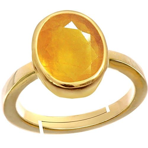 Prajapatis Gems Ring Yellow Sapphire Gemstone/Pukhraj Stone Gemstone for Astrological Purpose of (7.25 RATTI)