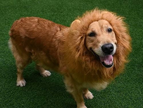Lion Mane Wig for Dog Costume Pet Costume Adjustable Washable Comfortable Fancy Lion Hair Dog Clothes Dress for Halloween Christmas Easter Festival Party Activity
