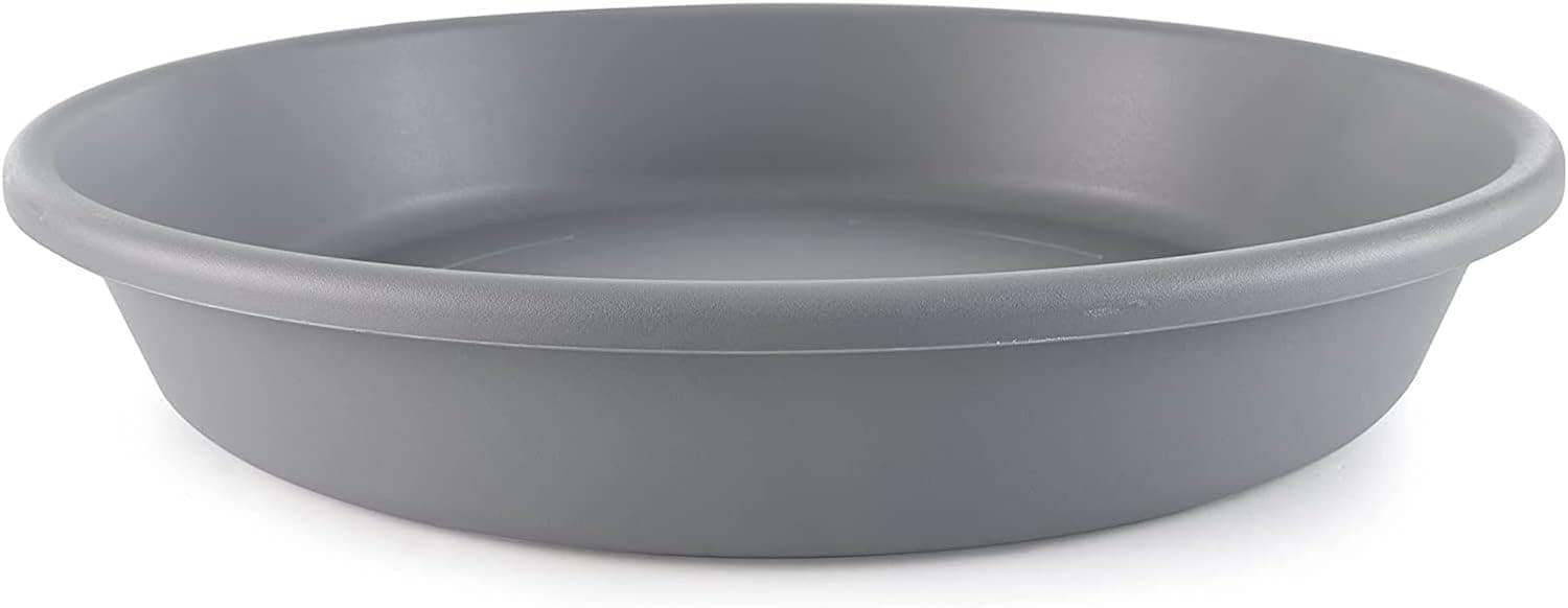 Flower Pot Saucers - Plastic Plant Saucer for Outdoors & Indoors - Traditional Design Plant Pot Trays for Water Drainage - Durable Round Plant Tray (Pack of 1, 21-inch Warm Gray)