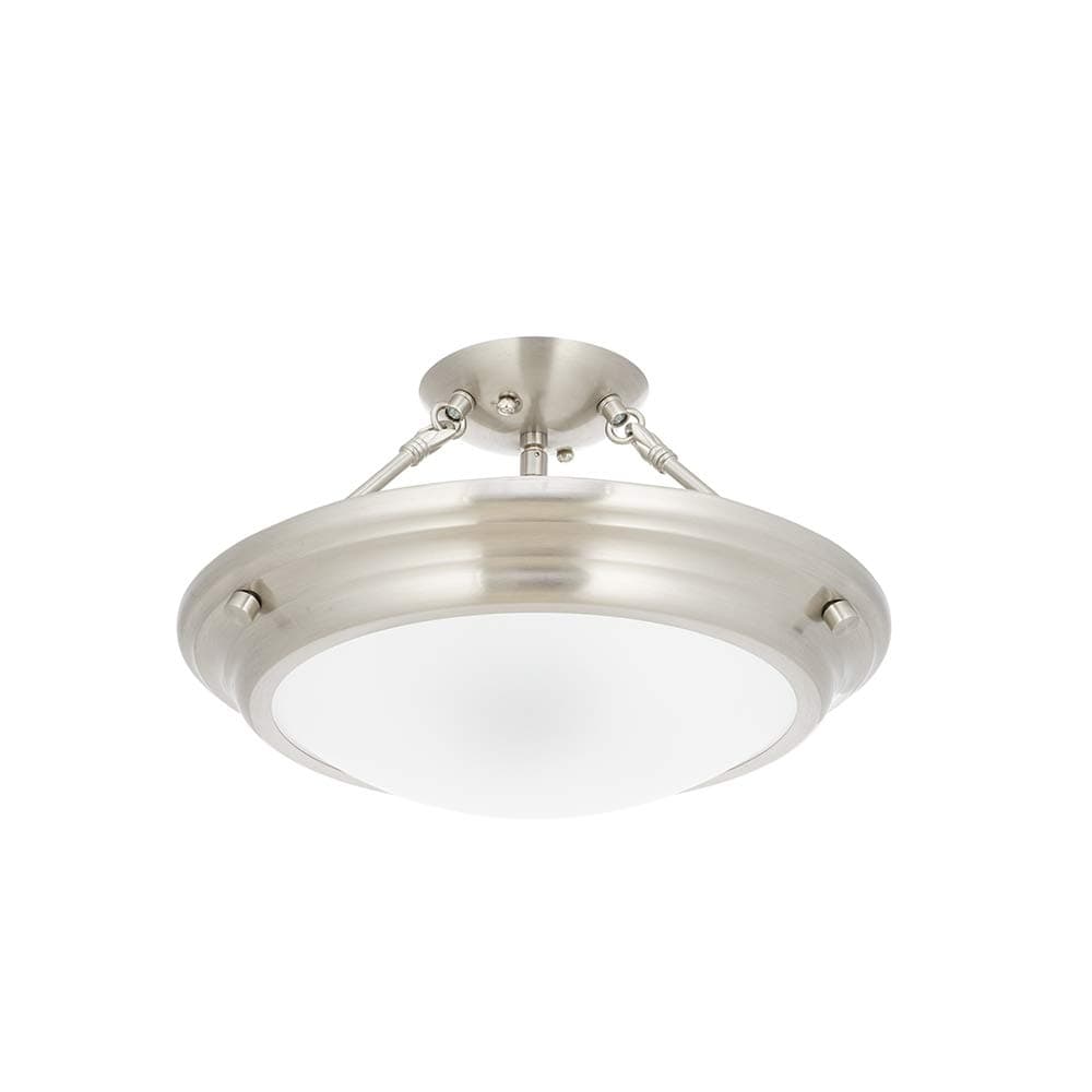 Amazon Brand – Ravenna Home Classic Glass Semi-flush Mount Light Pendant, Bulbs Included, 9.75"H, Brushed Nickel