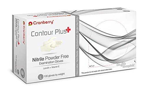 Cranberry USA CR3228case Contour Plus Nitrile Powder Free Exam Gloves, Large, White (Pack of 1000)