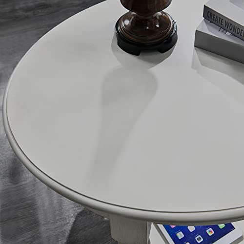 MODERION Oval End Table with Drawer, Solid Wood Sofa Side Storage Shelf, Traditional Living Room Corner Table, Nightstand, Easy Assembly 28INCH x 22INCH 24INCH Antique Walnut CJZ2233RW White