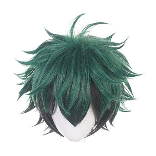 KKbeauty 14”My Hero Academia Izuku Midoriya Wig Green and Black Hair Wig Cosplay Props