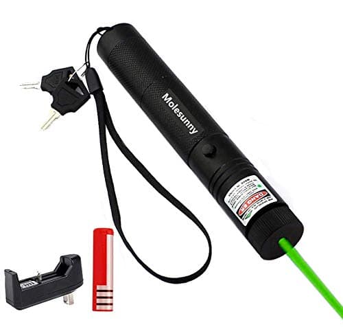 Molesunny Green Light Pointer High Power Visible Beam with Adjustable Focus for Hunting Hiking Mini Flashlight Interactive Light Entertain and Train Your Cat Kitten Dog Pet
