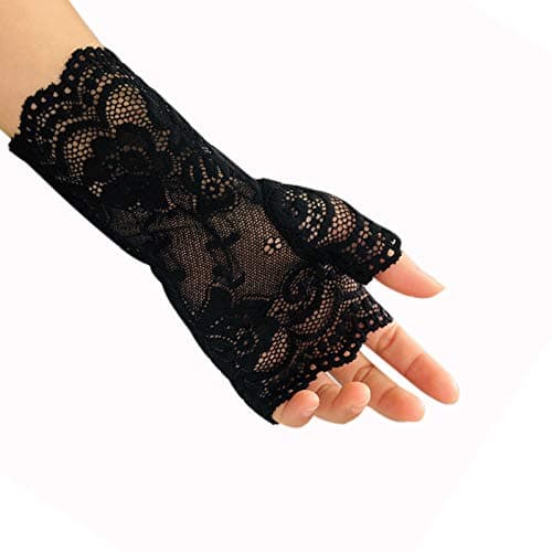 monochef Kurze Spitzenhandschuhe fr Damen, Sonnenschutz, fingerlos, fr Braut, Handgelenk, Opern, Abend, Hochzeit, Tee, Party, Abschlussball, Cosplay, 1920er Jahre