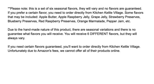 Kitchen Kettle Village Jam Sampler Gift Set (Amish Made) 6-pack Variety Sampler of Jams and Jellies, 1.5 Ounce Jars [1 of each flavor]