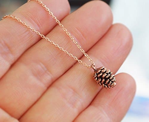 Gold Pine Cone Necklace / Pink Gold Necklace / Pink Pine Cone Necklace / Winter Necklace / Forest necklace / Woodland Necklace