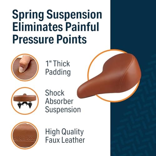 Bikeroo Bikeroo Oversized Comfort Bike Seat Most Comfortable Bicycle Saddle - Universal Fit for Exercise Bike and Outdoor Bikes - Wide Soft Padded Bike Saddle for Women and Men