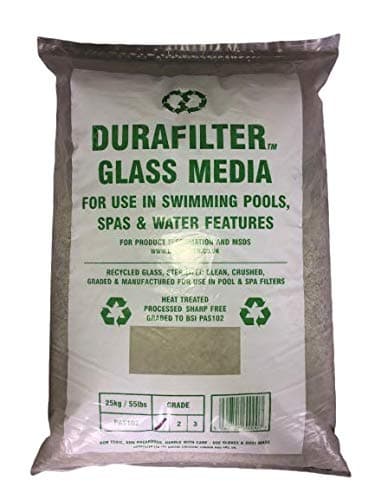 Durafilter Sustainable Pool Filter Sand Replacement Glass Media. 25 Kilogram Bag of 0.5-1.00 mm Fine Grade 1. Perfect for Large Swimming Pool Filters.