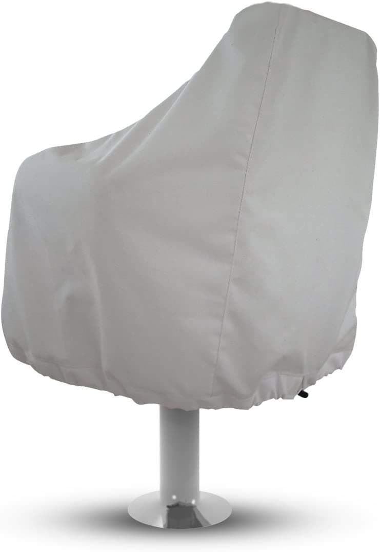 Sun-Protect Marine Canvas Boat Seat Cover, White Weather Resistant Fabric Protects Captain’s Chair from The Elements (1)