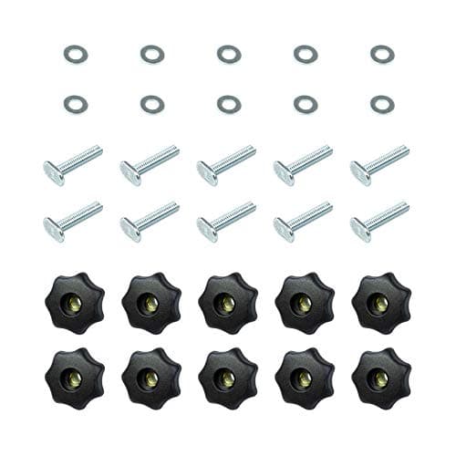 POWERTEC71482 T-Track Knob Kit w/ 7-Star 5/16 Threaded Knob, Bolts and Washers for Woodworking Jigs and Fixtures – 10 Pack
