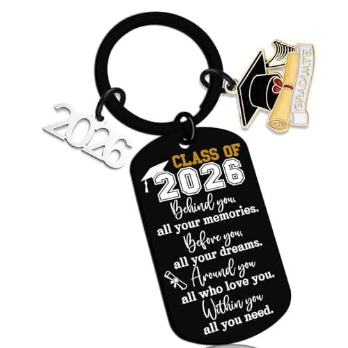 Graduation Gifts For Her Him Class Of 2025 Keychian Gift Graduation Gifts 2025 High School Inspirational Presents Teen Boy Girls Grad Present Senior High College Keyring Necklace, Black, S