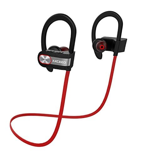 Bluetooth Headphones, Axceed Wireless Running Headphones Noise Cancelling Ultra-Light Water-Proof Earbuds with Mic Surround Sound in-Ear Earphones 8-Hour Playback with Case