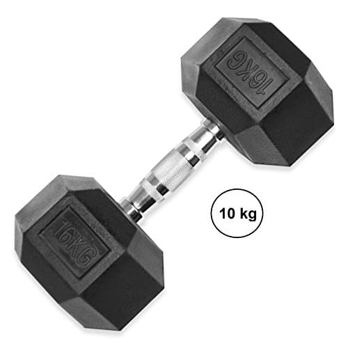 LiveUP Sports - HexFlex 10Kg Rubber Coated Hexagon Dumbbell Weights Bars Strength training
