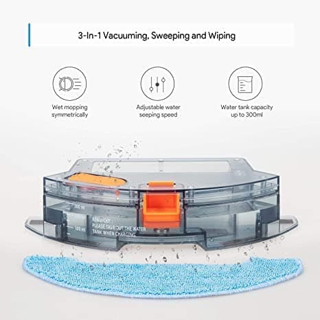 Bagotte Robot Vacuum Replacement 300ML Water Tank with 2PCS Mop Clothes for BG600, BG600MAX, BG800,BG750,BG700
