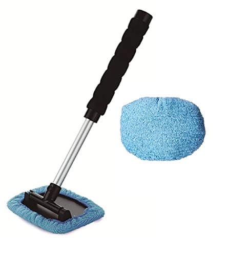 Luminous Group Windshield Cleaner Window Windshield Cleaning Tool with Extendable Handle and 2 Washable Reusable Microfiber Cloth Auto Interior Exterior Glass Wiper Car Glass Cleaner Kit (Extendable)