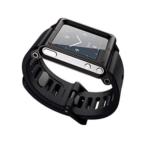 Charberry 2019 Black Aluminum Silicone Mix Multi-Touch Watch Band for iPod Nano 6/6th
