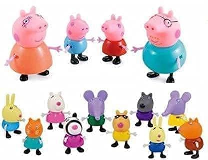 HRS Enterprise Papa Pig Family Set of 14 Best Gift for Kids - Papa Pig, George, Daddy Pig, Mommy Pig, Granny Pig, Grandpa Pig,Soft Rubber face (Pig 14)