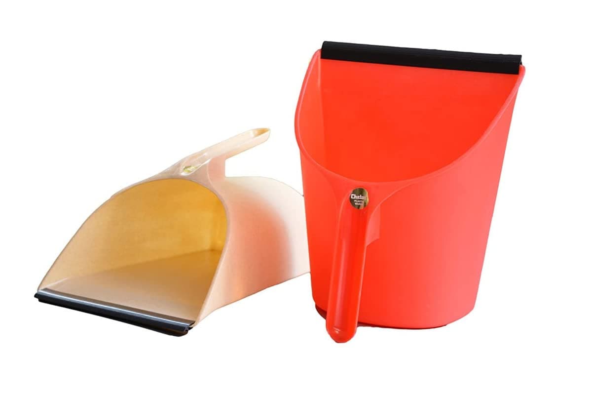 Chetan Premium Unbreakable Plastic Dust Pans Cum Dust Bins | Strong & Durable Dust & Litter Collector Pans for Waste Pickup at Home, Office & Shops (Multicolor, Set of 2 Pieces)