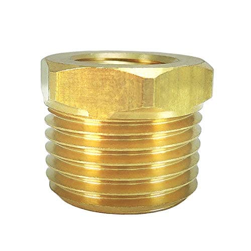 Nigo Industrial Co. Brass Pipe Fitting, Hex Bushing Reducer, Nominal Pipe Size: 1/2" NPT Male x 1/4" NPT Female H10-4N02N0-1