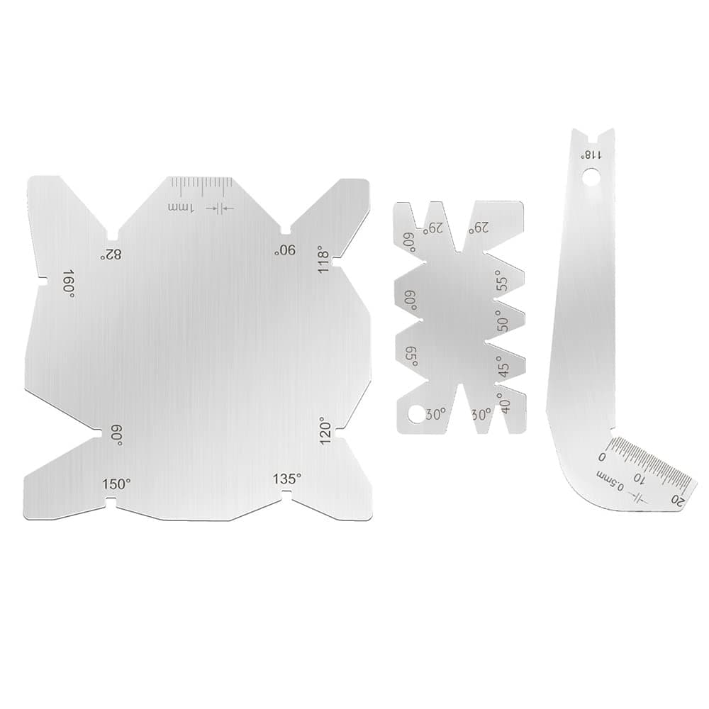 Drill Bit Angle Gauge, Stainless Steel 118 Degree Angle Drill Sharping Tool Inspection Gauge Angle Measuring Gage 3PCS/Set with PU Lether Bag for Drill Bits Sharpener, for Table Saw