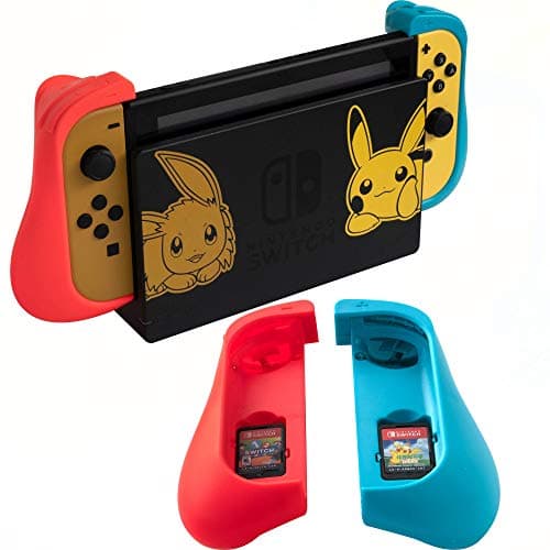 [Upgraded] ButterFox Dockable Trigger Hand Grip Case for Nintendo Switch Joy-Con (Left Red/Right Blue)