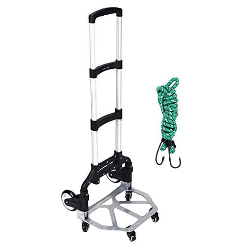 6 Wheel Folding Hand Truck, Portable Aluminum Magna 165 lb Capacity Heavy Duty Carts Foldable Height Adjustable Utility Trucks and Dolly