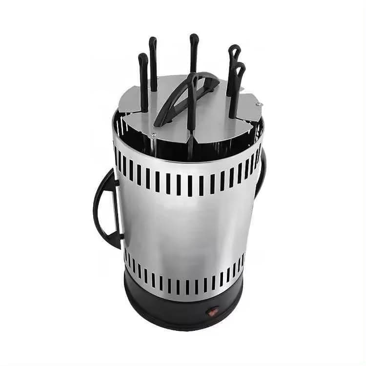 Power Vertical BBQ Grill Stainless Steel Broiler BBQ Tong Grill Oven Home Smokeless Electric Grill -Stainless Steel Broiler Electric Grill Kebab Machine |Free Standing (Black)