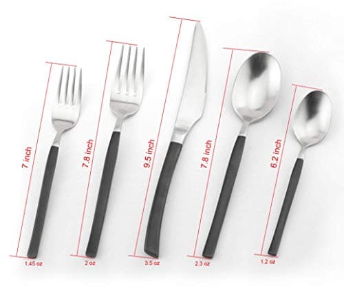 Flatware Set Matt Silver Black Titanium, 18 10, 20 Piece Service For 4, Silverware Stainless Steel Set, Cutlery Set, Tableware