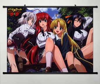 Home Decor High School DXD New Cosplay Wall Scroll Poster Rias Gremory & Himejima Akeno & Toujou Koneko & Asia Argento 23.6 X 17.7 Inches - 058