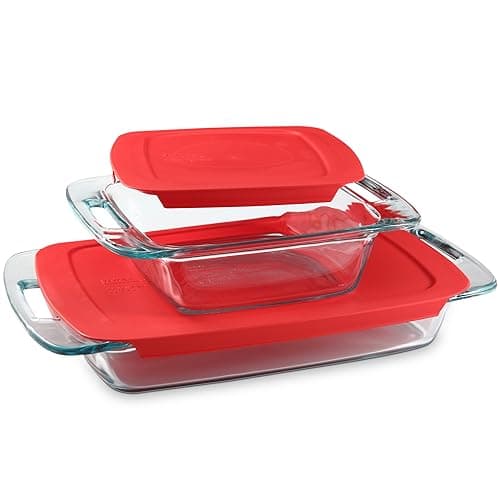 Pyrex (2-Pack) Extra Large Glass Baking Dish Set With Lids and Handles, Oven and Freezer Safe