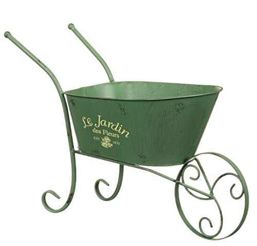 Green Colour Le Jardin Durable Metal Wheelbarrow Design Planter
